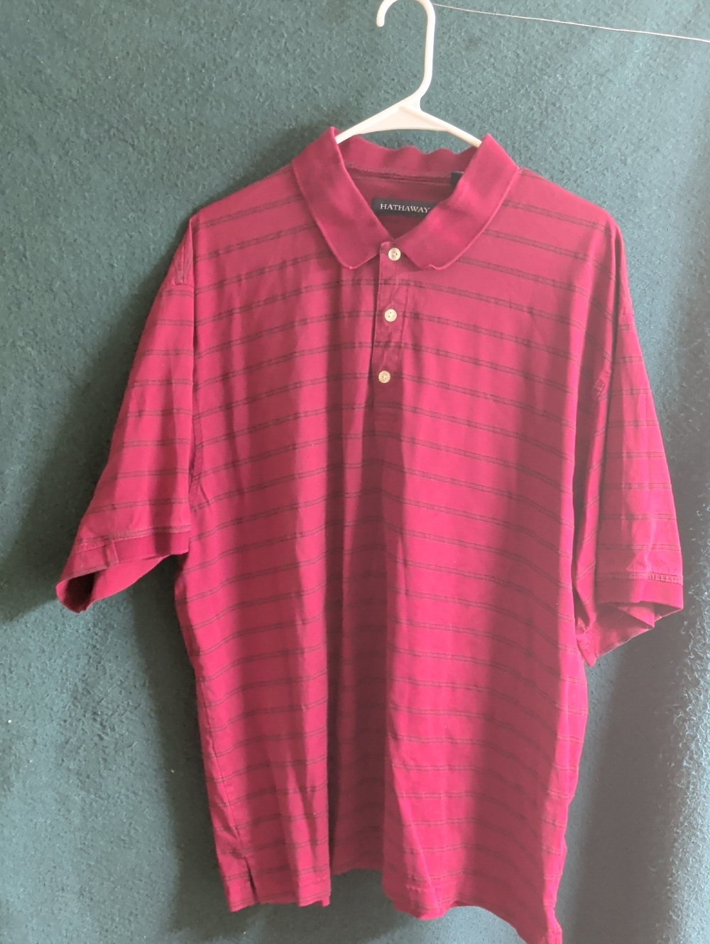 Hathaway Men's Berry Polo with Subtle Stripes
